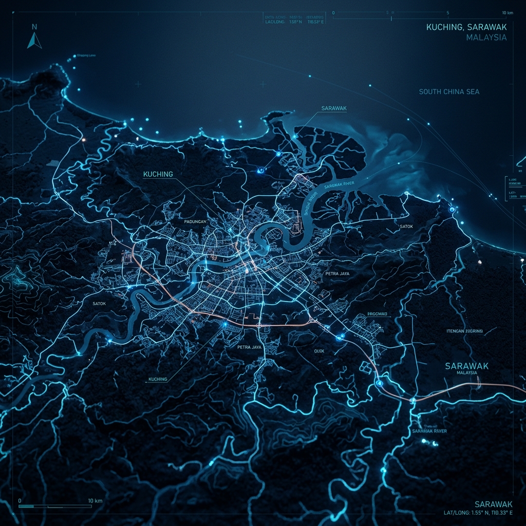 Sarawak Satellite City Map View