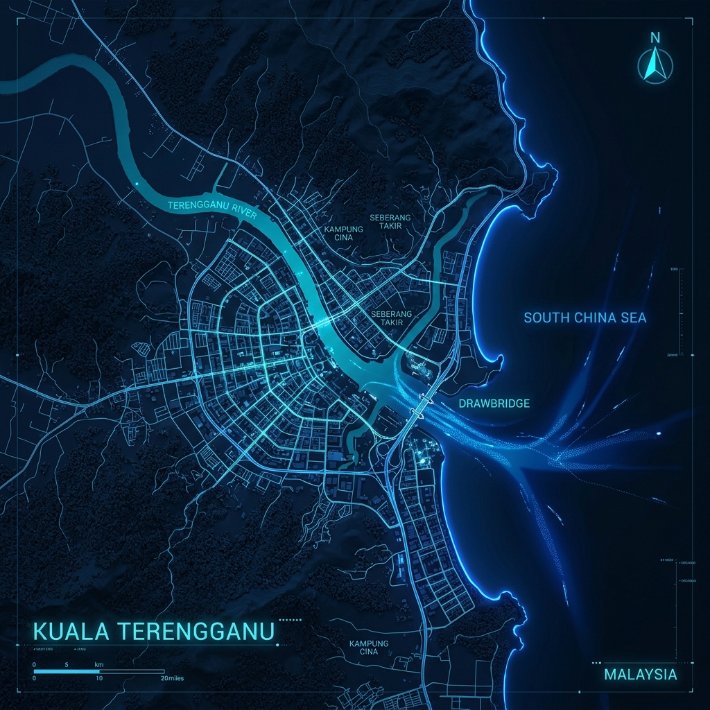 Terengganu Satellite City Map View