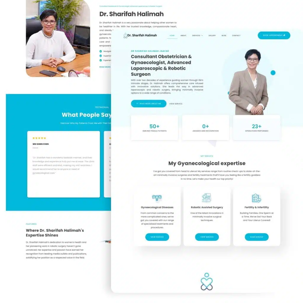 Professional website layout featuring Dr. Jonathan Mathews, showcasing services, expertise, and client testimonials.