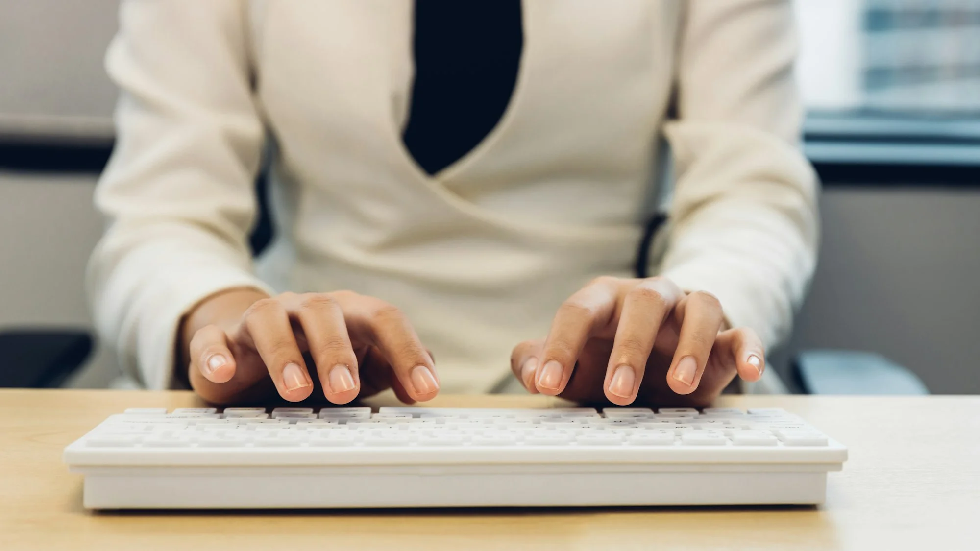 Woman hand using laptop or computor searching for information