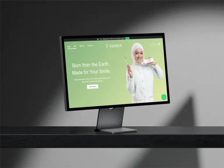 Website showcasing eco-friendly products, featuring a smiling woman in a white outfit promoting sustainable living.