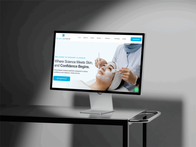 Radiant Clinique website design showcase